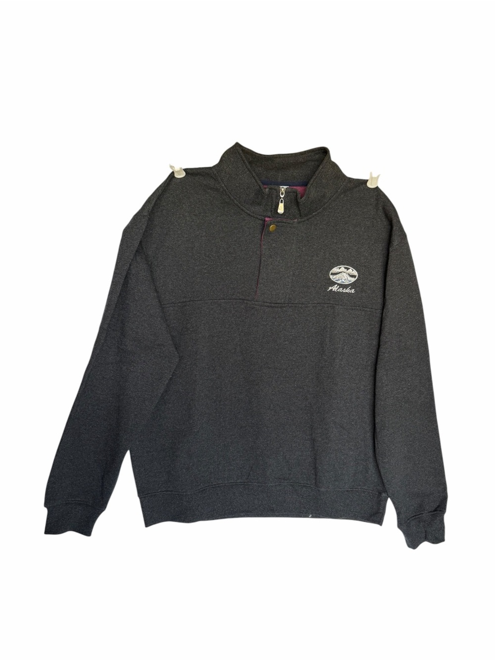 Unbranded Men's Dark Gray Quarter-Zip Sweater with Alaska Logo